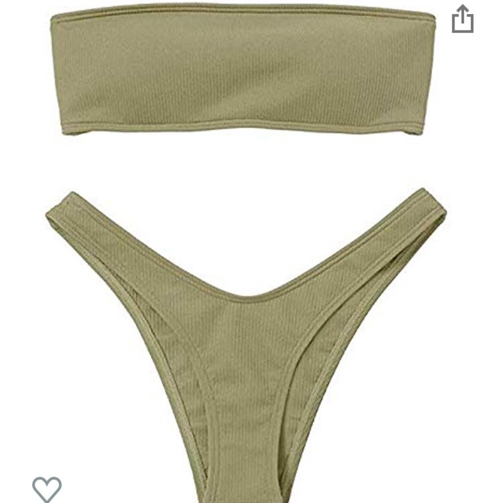 Strapless Bandeau Bikini Set Lace-up Back